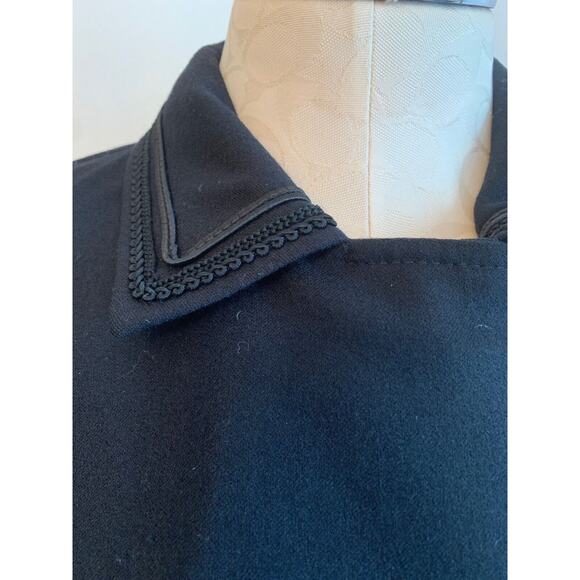 Size 44 (12) Feraud Black Womens Blazer Jacket Braided Trim Vintage Wool Blend - Picture 5 of 12